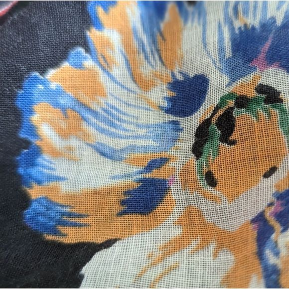 Floral gauzy vintage tie neck peter pan collar blouse M - Picture 12 of 15